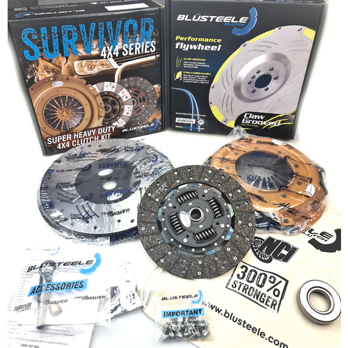 Survivor Heavy Duty Clutch Kit & Billet Steel Flywheel For Patrol GU TD42T Y61